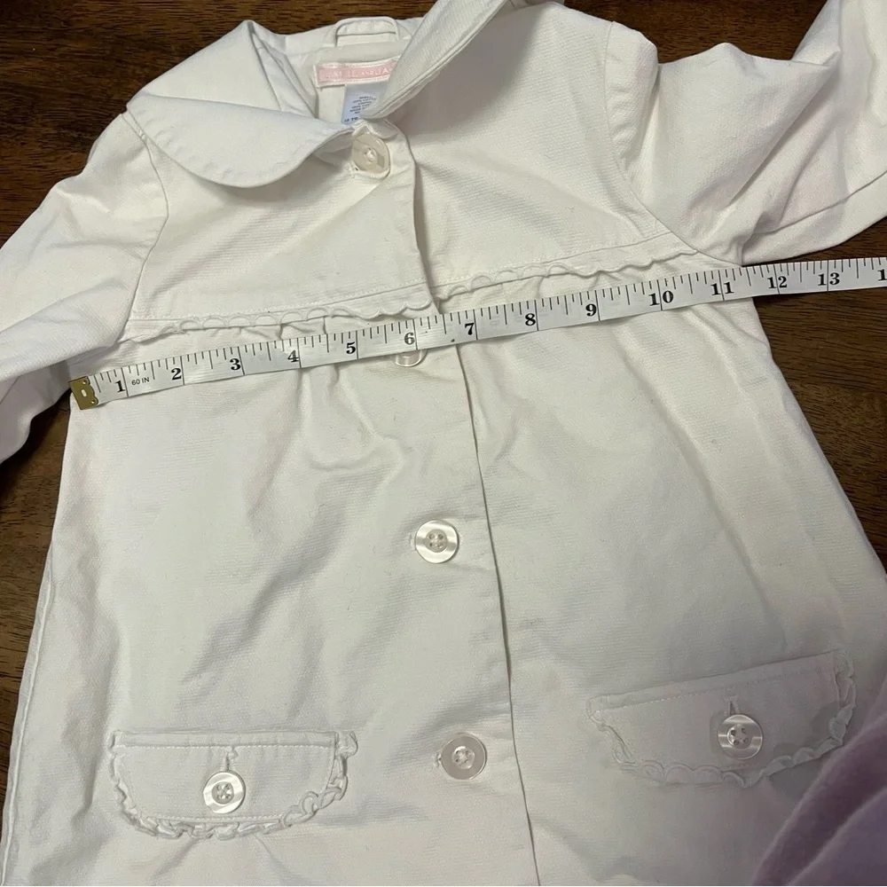 Janie and Jack White Scalloped Peter Pan Collar Trench Coat 12-24 Months